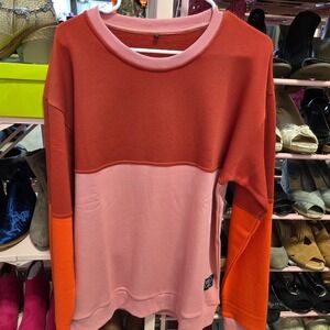 Soft Boi Color Block Crewneck Sweatshirt Orange Pink Coral Large